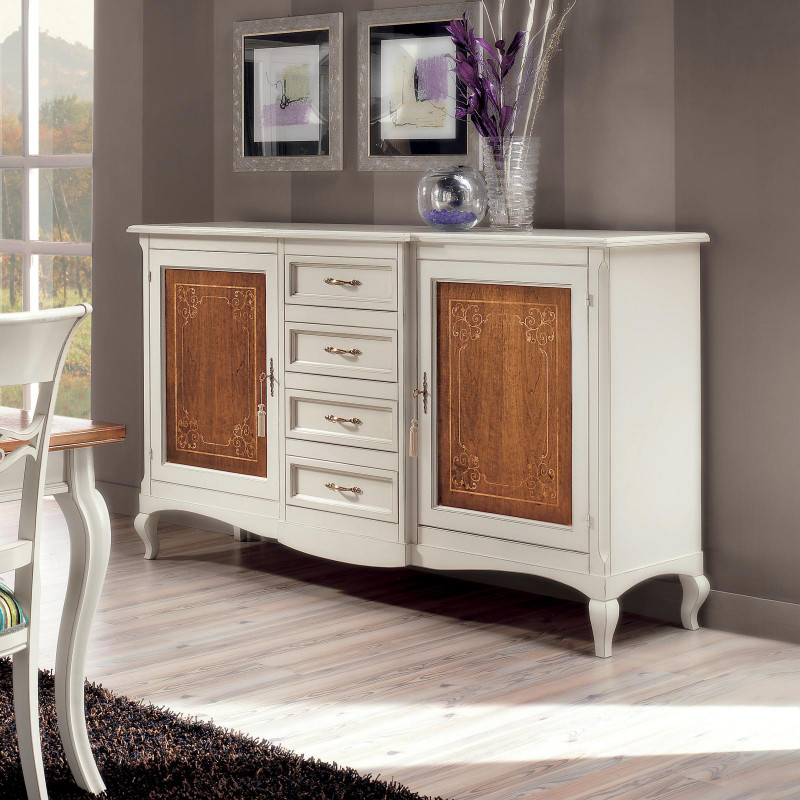 Credenza 2 porte intarsiato floreale